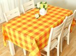 Mantel Polycotton Rectangular / Cuadrillé Salmón Amarillo - Doral