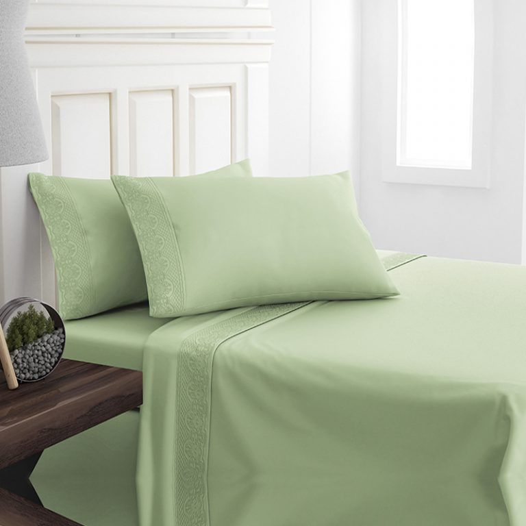 Sábanas Microfibra Broderie Santorini 1.5 plaza / Verde Agua - Doral