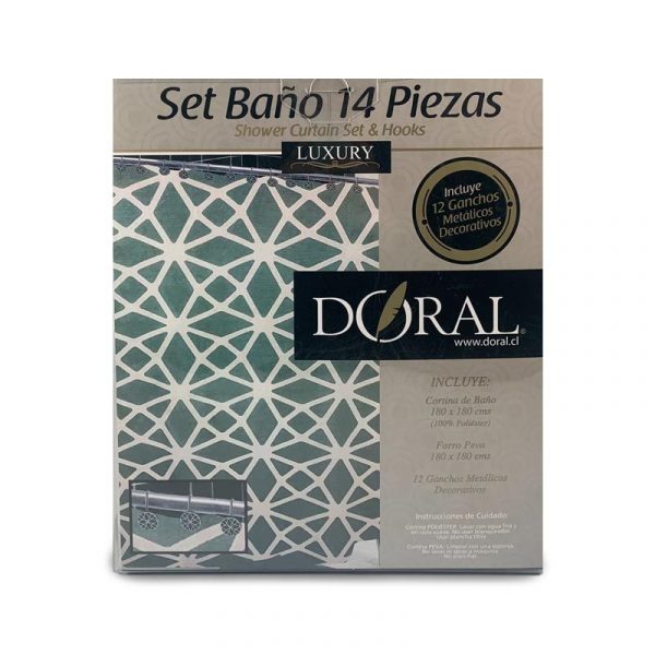 Set de Baño 14 Piezas Azul Blanco - Doral | BUALE