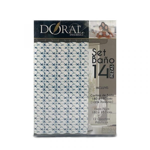 Set de Baño 14 Piezas / Blanco Diseño Azul - Doral | BUALE