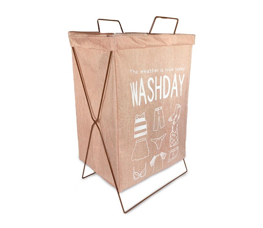 Canasto de Ropa con Soporte / Diseño Rosado - Zahr | Buale.cl