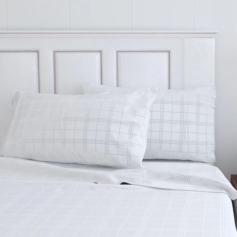 Juego de Sábanas Embossed Cuadros 2.5 plazas / Blanco - Doral |BUALE