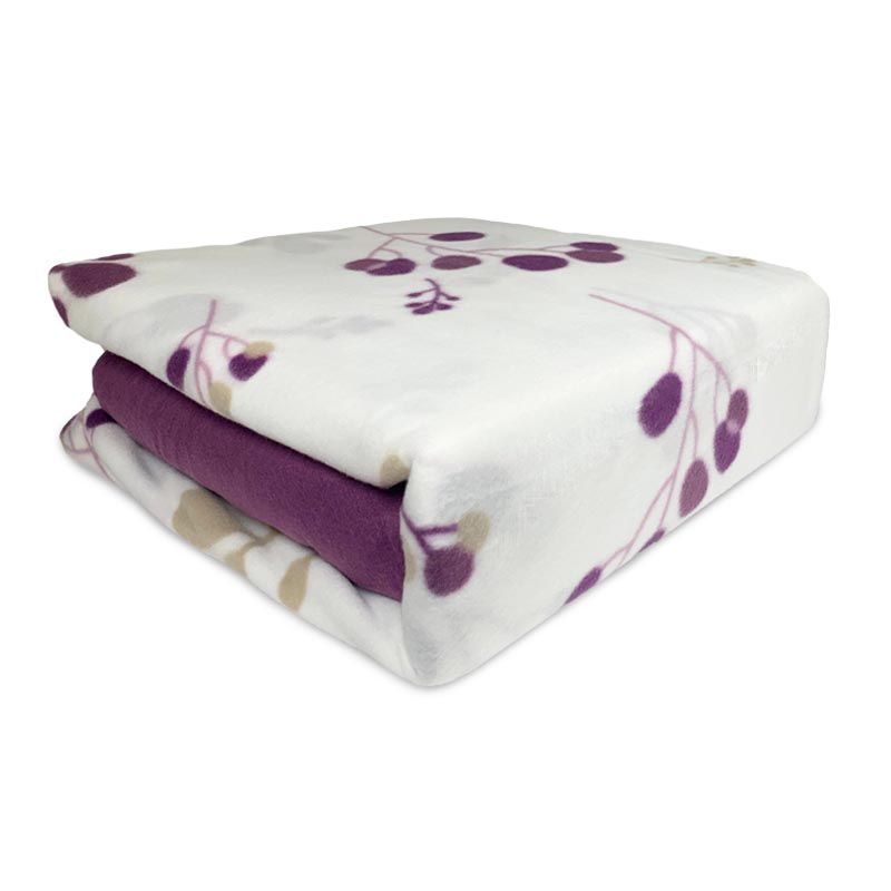 Sábanas de Polar Composé 2 Plazas / Ramas Circulos Morado Damasco