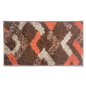 Alfombra Bajada de Cama Shaggy Classic 50x90 cm / Café Líneas Diagonales Beige Terracota - Doral