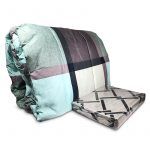 Plumón + Sábana 1.5 Plazas Set Dormitorio Cuadros Verde Beige Gris - Doral