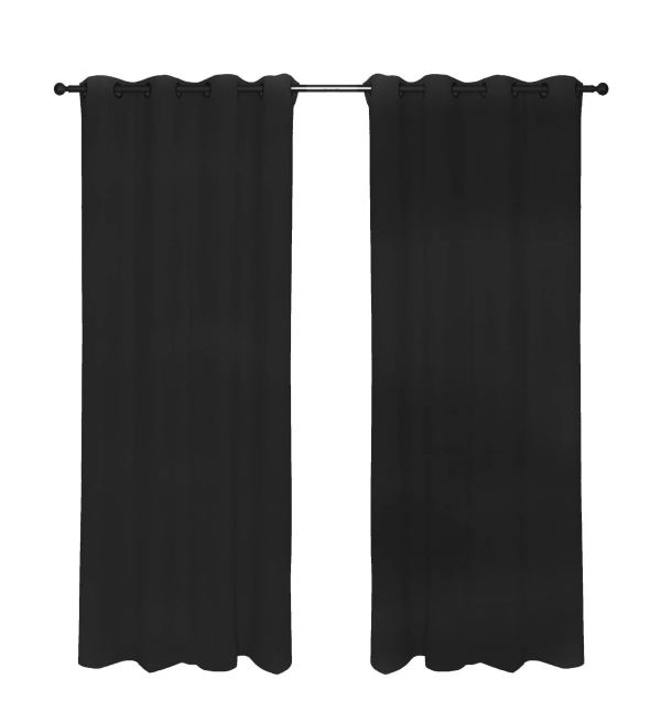 Set Cortinas Blackout 2 Paños Térmico / Negro - Jovial