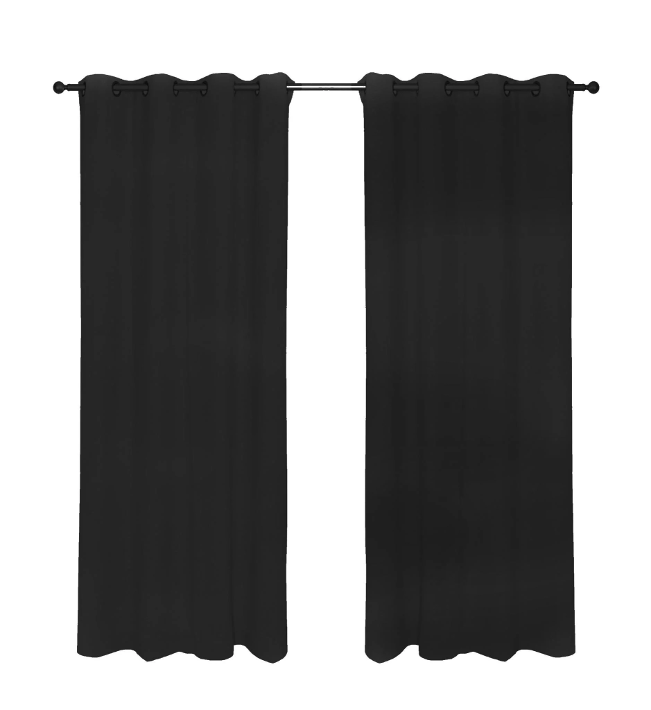 Set Cortinas Blackout 2 Paños Térmico / Negro Jovial BUALE