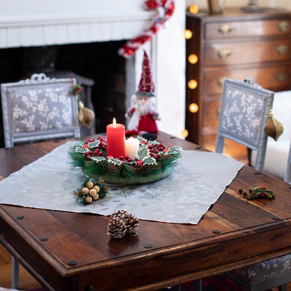 Carpeta de Mesa Estampado Emily 73x73cm / Gris - Doral