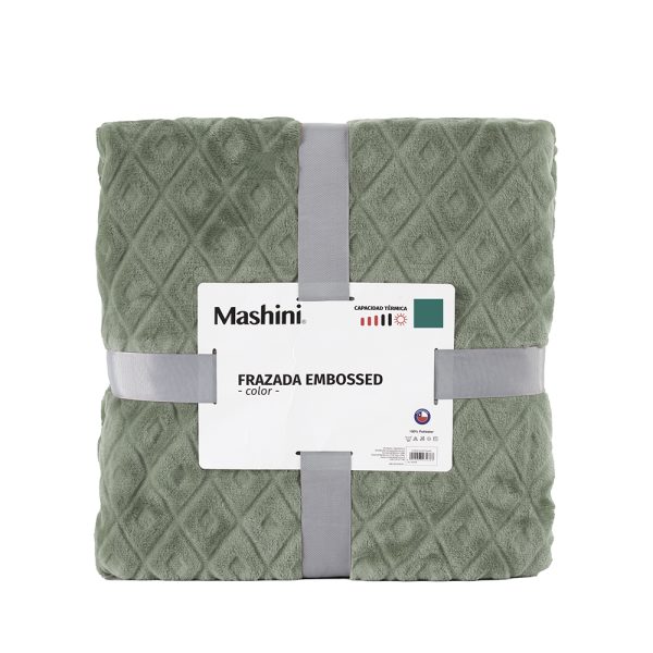 Frazada Coral Embossed 2 Plazas / Verde - Mashini - Imagen 3