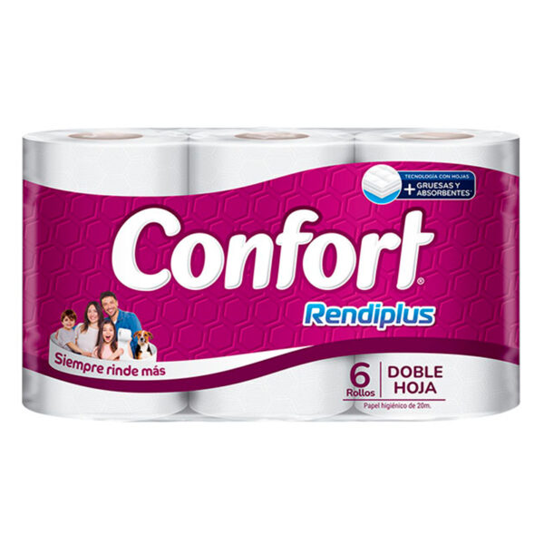 Papel Higiénico Rendiplus Doble Hoja 6 und 20 mts - Confort