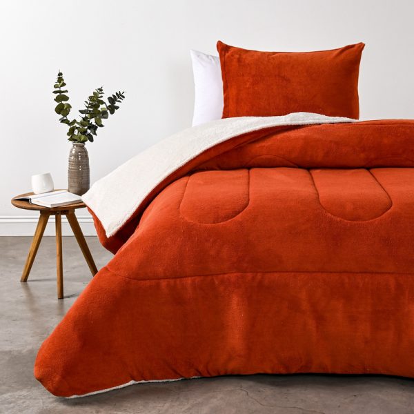 Plumón Coral Sherpa Liso 1.5 Plazas / Tostado - American Family