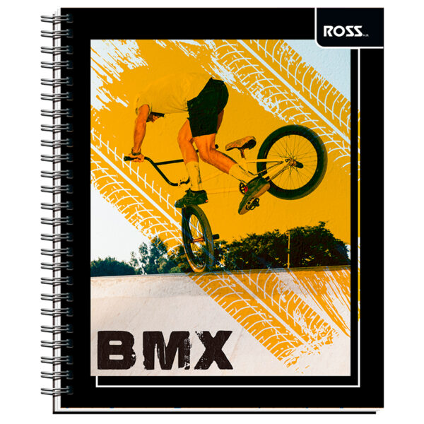 Cuaderno Universitario Sport Kids 100 Hojas 7mm / BMX Derrape Amarillo - Ross