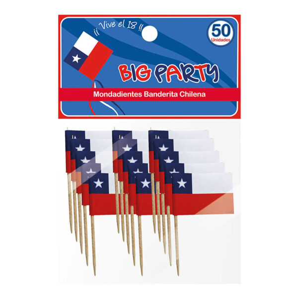 Brochetas Banderitas Chilena 50 und. - Big Party - Imagen 2