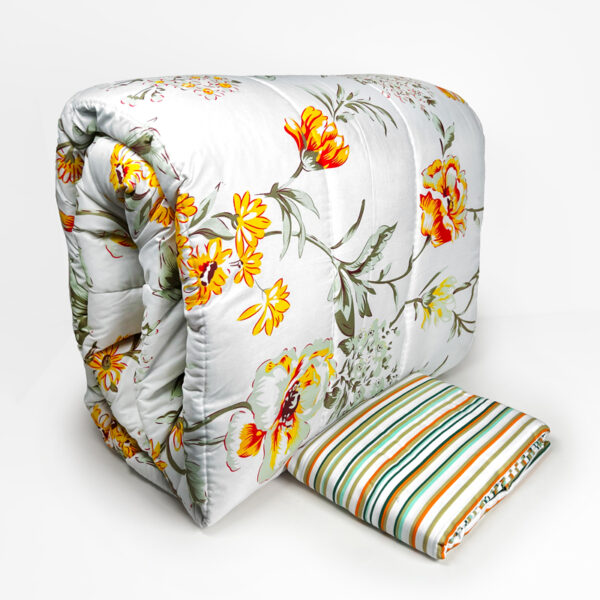 Plumón Estampado + Funda + Sábanas 1.5 plazas / Flores Amarillas - Key Home