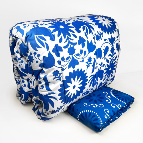 Plumón Estampado + Fundas + Sábanas 2 plazas / Floral Azul - Key Home
