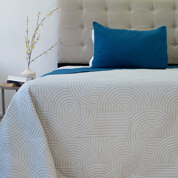 Quilt Hotpress Liso Bicolor 1.5 plazas / Azul y Beige - Doral - Imagen 2