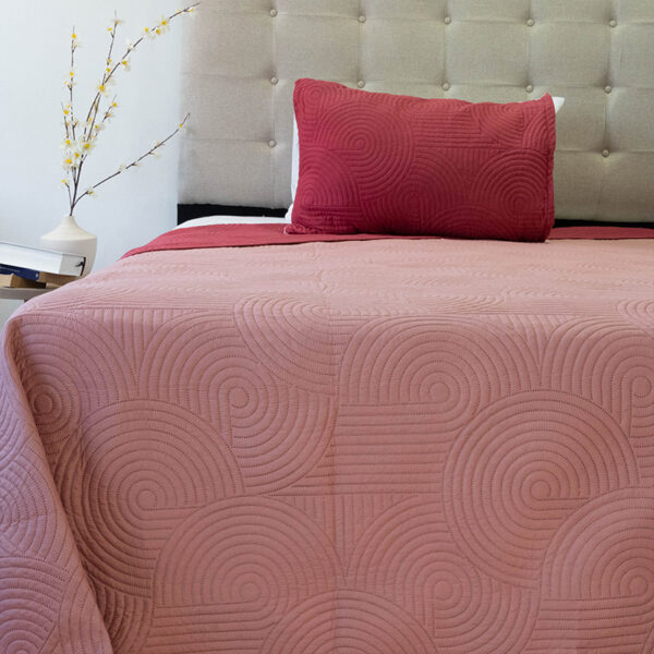 Quilt Hotpress Liso Bicolor 1.5 plazas / Cereza y Rosa Viejo - Doral - Imagen 2