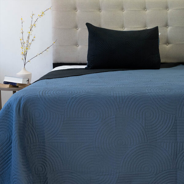 Quilt Hotpress Liso Bicolor 1.5 plazas / Negro y Azul - Doral - Imagen 2