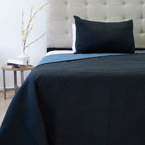 Quilt Hotpress Liso Bicolor 1.5 plazas / Negro y Azul - Doral