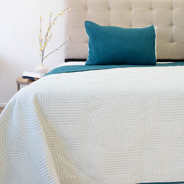 Quilt Hotpress Liso Bicolor 1.5 plazas / Petróleo y Verde Agua - Doral - Imagen 2