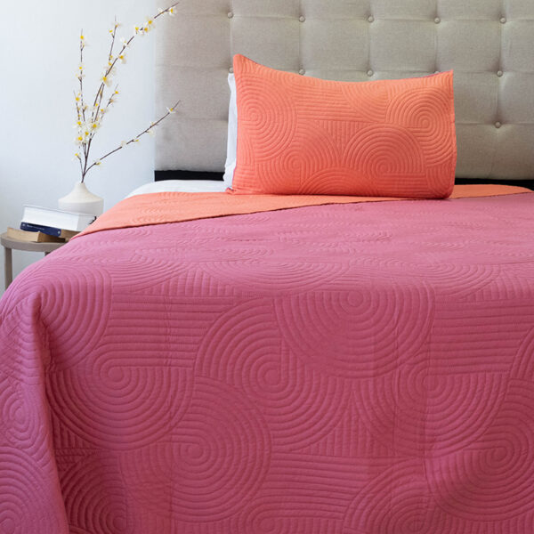 Quilt Hotpress Liso Bicolor 1.5 plazas / Salmón y Rosa - Doral - Imagen 2