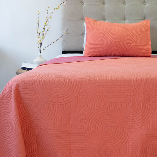 Quilt Hotpress Liso Bicolor 1.5 plazas / Salmón y Rosa - Doral