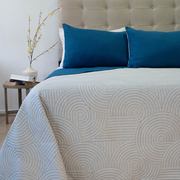 Quilt Hotpress Bicolor 2.5 Plazas / Azul y Beige - Doral - Imagen 2