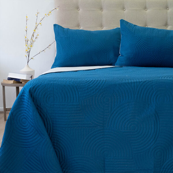 Quilt Hotpress Bicolor 2.5 Plazas / Azul y Beige - Doral