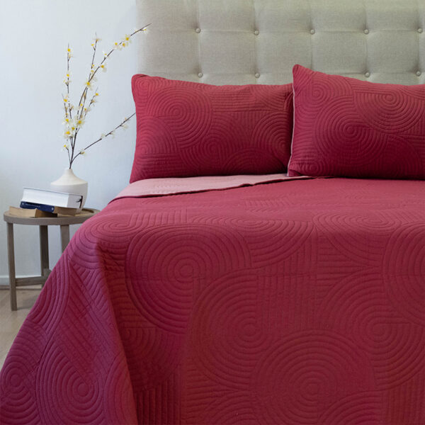Quilt Hotpress Bicolor 2.5 Plazas / Cereza y Rosa Viejo - Doral