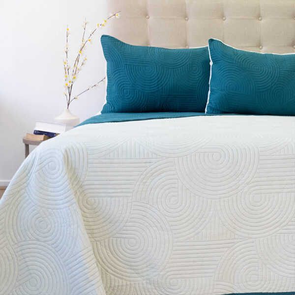 Quilt Hotpress Bicolor 2.5 Plazas / Petróleo y Verde Agua - Doral - Imagen 2