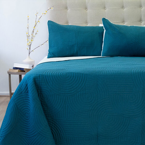 Quilt Hotpress Bicolor 2.5 Plazas / Petróleo y Verde Agua - Doral