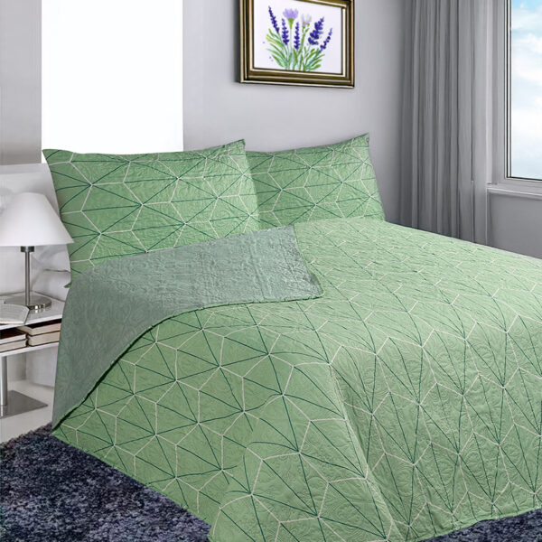Quilt Hotpress Estampado 2.5 Plazas / Geométrico Verde - Doral