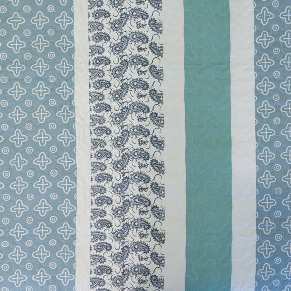 Quilt Stitchy Estampado 1.5 Plazas / Franjas Turquesa y Blanco - Doral - Imagen 2