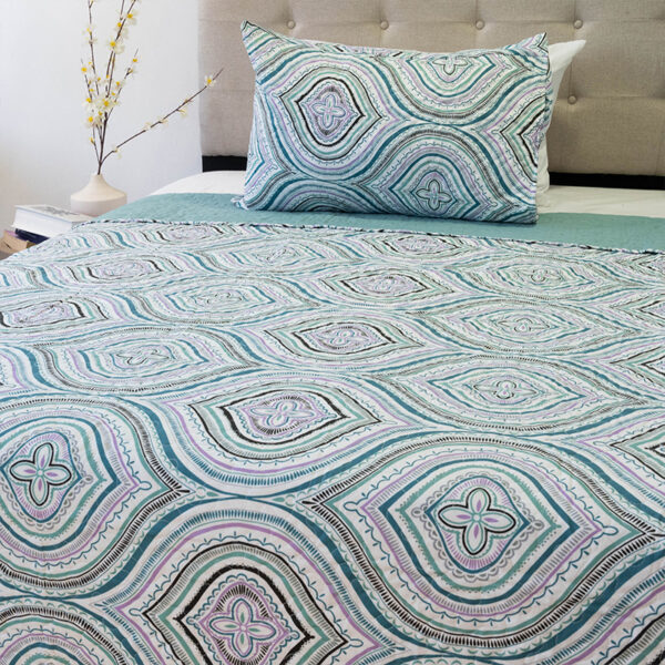 Quilt Stitchy Estampado 1.5 Plazas / Abstracto Petróleo y Lila - Doral - Imagen 3