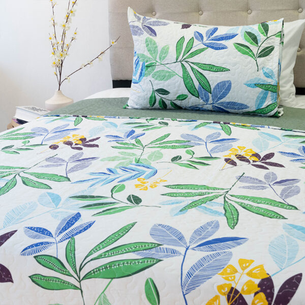 Quilt Stitchy Estampado 1.5 Plazas / Ramas Verde y Azul - Doral - Imagen 3