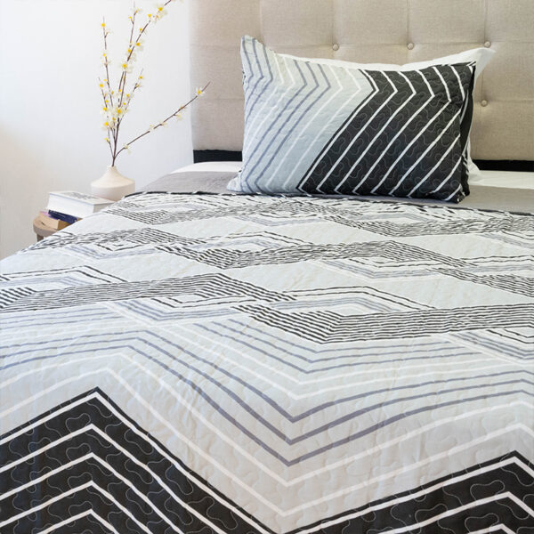 Quilt Stitchy Estampado 1.5 Plazas / ZigZag Gris y Negro - Doral - Imagen 3