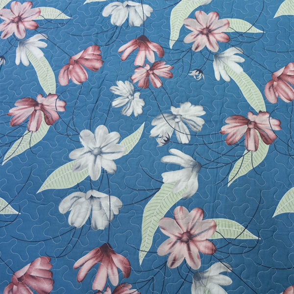 Quilt Stitchy Estampado 2 Plazas / Flor Azul y Burdeo - Doral - Imagen 2