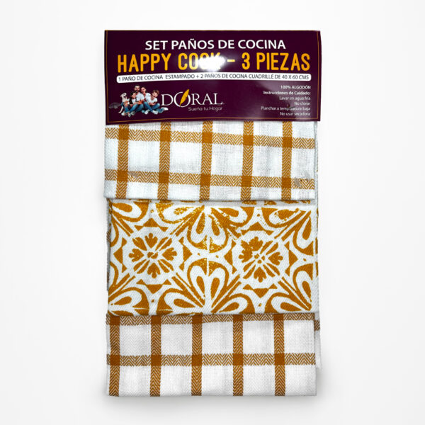 Set 3 Paños de Cocina Happy Cook / Amarillo - Doral
