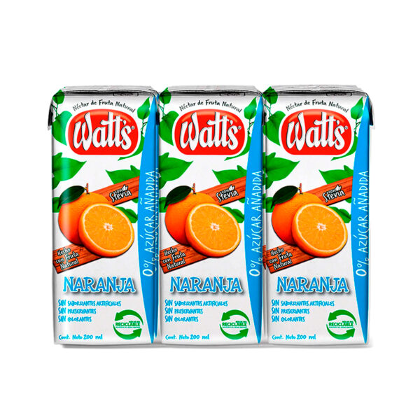 Pack Néctar 6 unid. 200 ml. / Naranja Light - Watts - Imagen 2