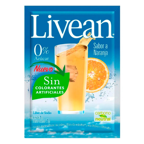 Jugo en Polvo Naranja 7 gr. - Livean