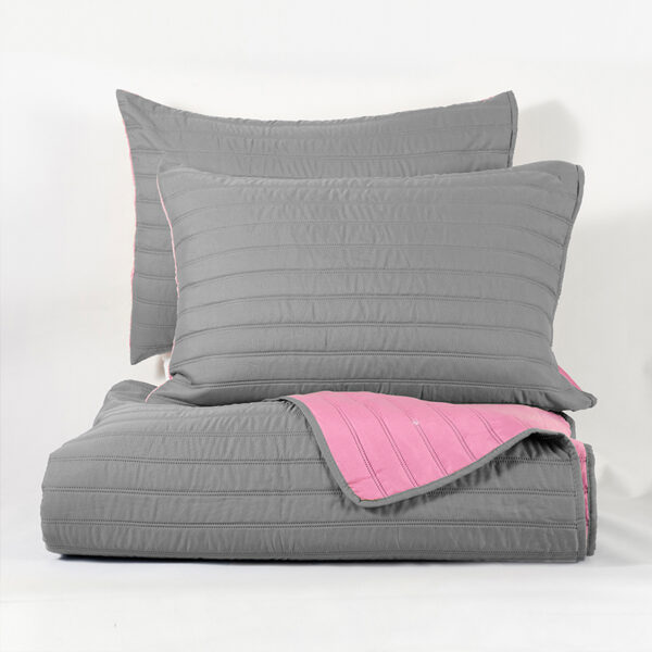 Quilt Toledo Liso 1.5 Plazas / Verde y Rosado - Mashini - Imagen 2