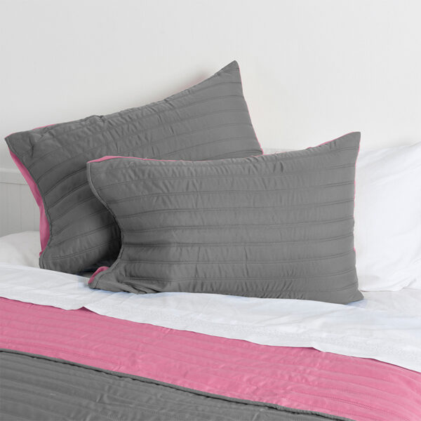 Quilt Toledo Liso 1.5 Plazas / Verde y Rosado - Mashini - Imagen 3