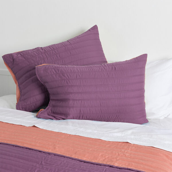 Quilt Toledo Liso 1.5 Plazas / Morado y Coral - Mashini - Imagen 3