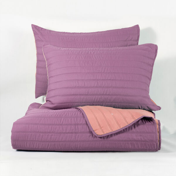 Quilt Toledo Liso 2 Plazas / Morado y Coral - Imagen 2