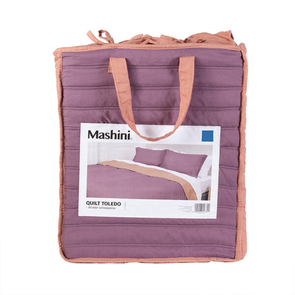 Quilt Toledo Liso 2 Plazas / Morado y Coral - Imagen 4