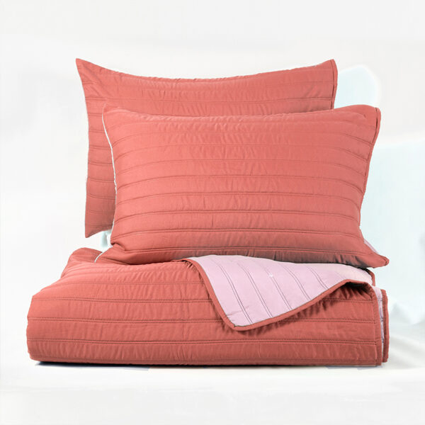 Quilt Toledo Liso 2 Plazas / Terra y Rosado - Imagen 2