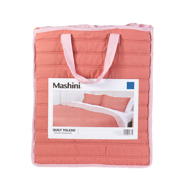 Quilt Toledo Liso 2.5 Plazas / Terra y Rosado - Mashini - Imagen 4