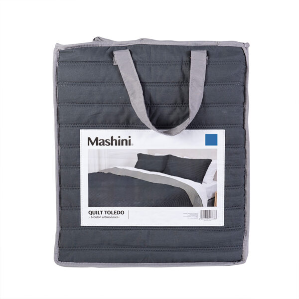 Quilt Toledo Liso 2 Plazas / Marengo y Gris - Imagen 4