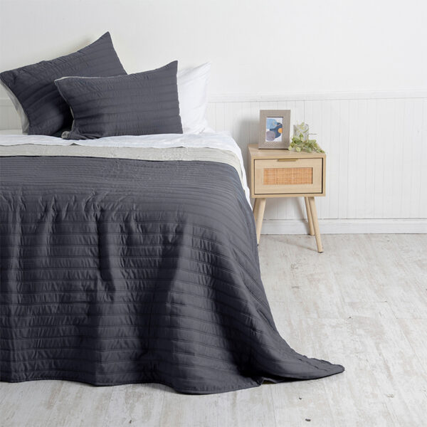 Quilt Toledo Liso 2 Plazas / Marengo y Gris