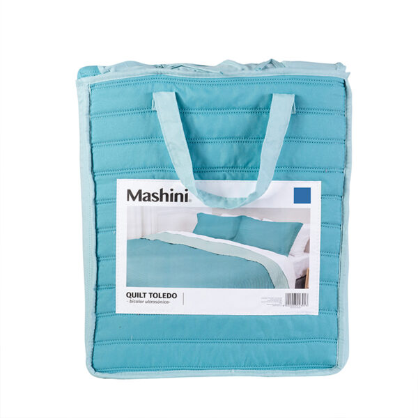Quilt Toledo Liso 1.5 Plazas / Calypso y Celeste - Mashini - Imagen 4